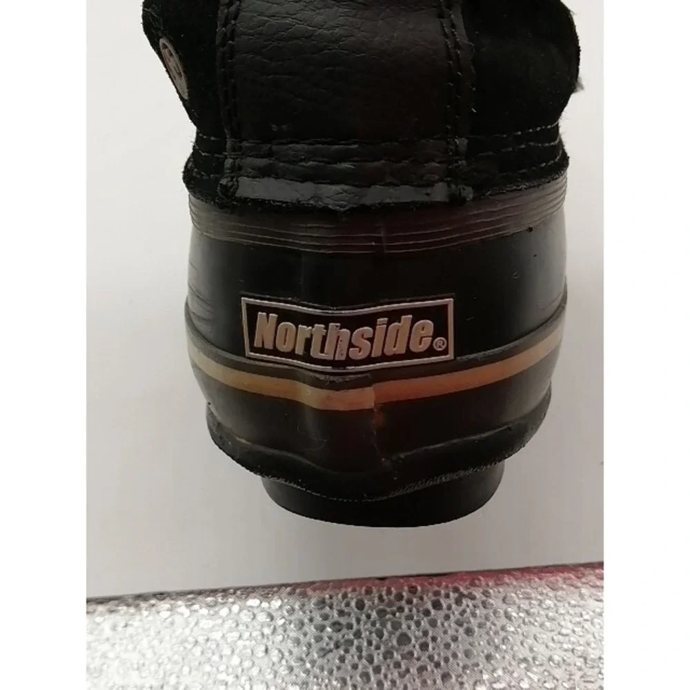 Northside Womens Snow Boots Black Suede Lace Up Waterproof Faux Fur Lined 8